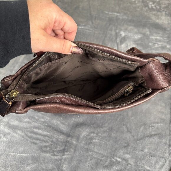 Fossil Women's Vintage Pebbled Brown Leather Shoulder Bag Style Y2K McBling - Picture 10 of 13